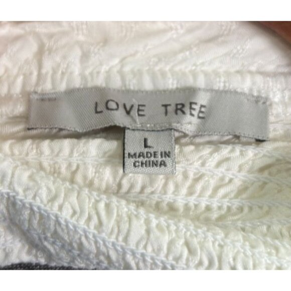White Love Tree Ruched Crop Top With Short Ruffle Sleeves L - Picture 4 of 8